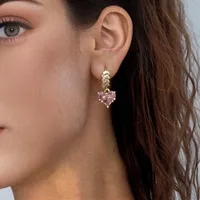 Сережки "Pink Vera" - Медсплав, Ювелірне скло - арт. 3442573187 - Le'Perle - мініатюра 2
