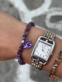 Браслет "Purple Sofi" - Медсплав, Ювелірне скло - арт. 7148764847 - Le'Perle - мініатюра 4