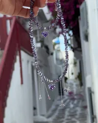 Кольє "Purple Sofi" - Медсплав, Ювелірне скло - арт. 5002064480 - Le'Perle - мініатюра 2