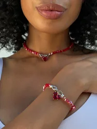Браслет "Red Silver" - Медсплав, Ювелірне скло - арт. 5321421300 - Le'Perle - мініатюра 3