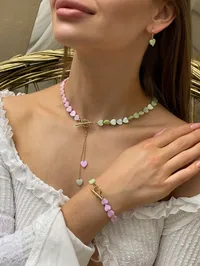 Браслет "Matcha Berry" - Медсплав, Перламутрові Серця - арт. 6732102478 - Le'Perle - мініатюра 5