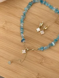 Сет "Aqua Clover" - Медсплав, Аквамарин Гранований - арт. 3141694816 - Le'Perle - мініатюра 1
