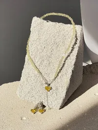 Сет "Yellow Lilly" - Медсплав, Ювелірне скло - арт. 4204885809 - Le'Perle - мініатюра 1