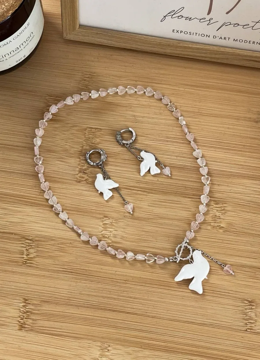 Сет "Серце і Пташка" - Медсплав, Кварц Крихта, Полімерна глина - арт. 1399811006 - Le'Perle - фото 1