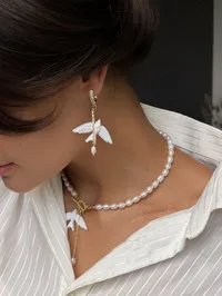Сережки “Gold Сокіл” - Медсплав, Полімерна глина - арт. 8181433107 - Le'Perle - мініатюра 3
