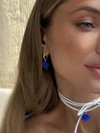 Сережки “Волошки” - Медсплав, Полімерна глина - арт. 1008875563 - Le'Perle - мініатюра 4