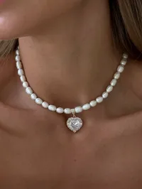 Кольє “White Amazing” - Медсплав, Річкові Перлини - арт. 1098468378 - Le'Perle - мініатюра 1