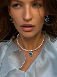 Кольє “Blue Amazing” - Медсплав, Річкові Перлини - арт. 7125895244 - Le'Perle - мініатюра 2