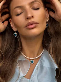 Кольє “Blue Amazing” - Медсплав, Річкові Перлини - арт. 7125895244 - Le'Perle - мініатюра 3