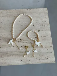 Сет “Gold Горлиця” - Медсплав, Річкові Перлини, Полімерна глина - арт. 2889066729 - Le'Perle - мініатюра 1