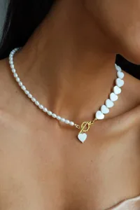 Кольє “Gold Vita” - Річкові Перлини, Перламутрові Серця - арт. 9547721789 - Le'Perle - мініатюра 1