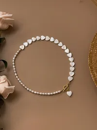 Кольє “Gold Vita” - Річкові Перлини, Перламутрові Серця - арт. 9547721789 - Le'Perle - мініатюра 2