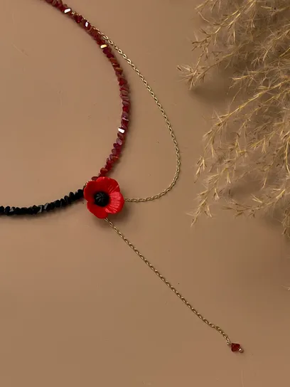 Кольє “Червоний Мак”