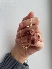Улюбленець “Poodle” - Замшева мотузка, Полімерна глина - арт. LE-1765374010157 - Le'Perle - мініатюра 5