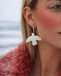 Моно Сережка "Птаха" - Медсплав, Кераміка - арт. 5829530472 - Le'Perle - мініатюра 1