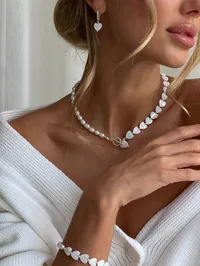 Кольє "Vita" - Річкові Перлини, Перламутрові Серця - арт. 8349472133 - Le'Perle - мініатюра 3