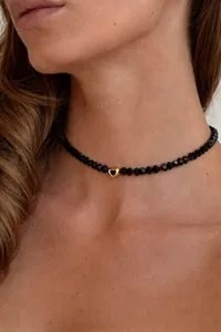 Кольє "Black Chic" - Медсплав, Ювелірне скло - арт. LE-1768670854436 - Le'Perle - мініатюра 1