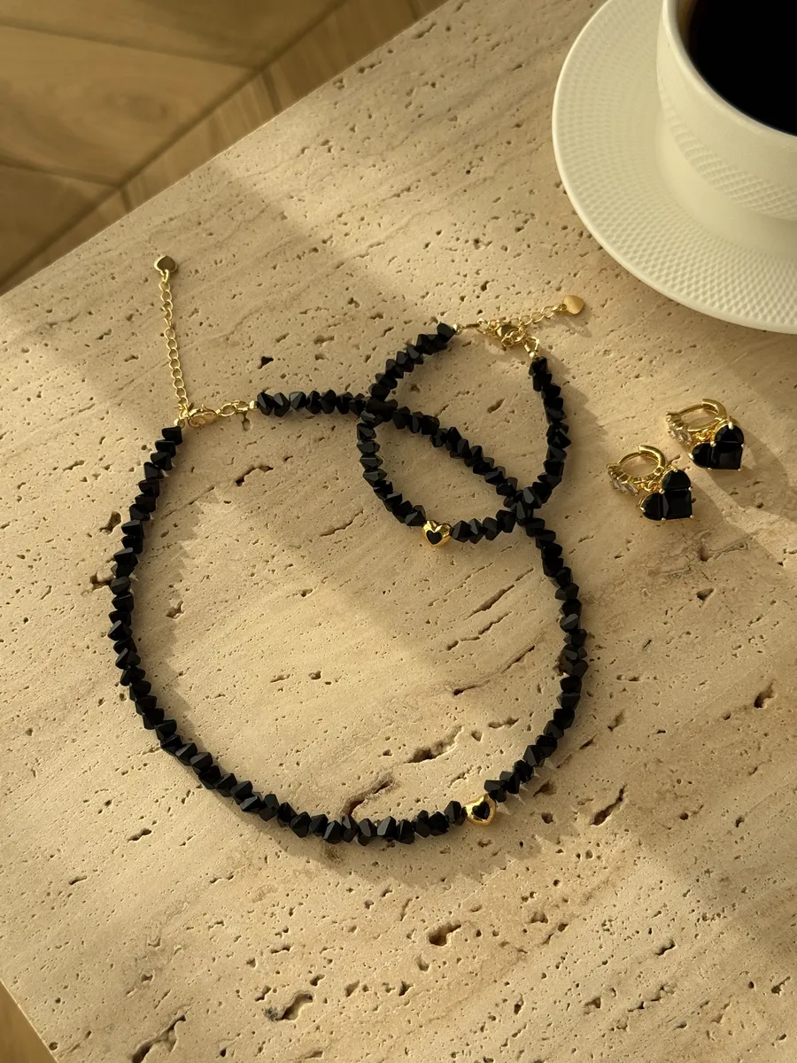 Сет "Black Chic" - Ювелірне скло, Фіаніт - арт. LE-1768848873198 - Le'Perle - фото 1