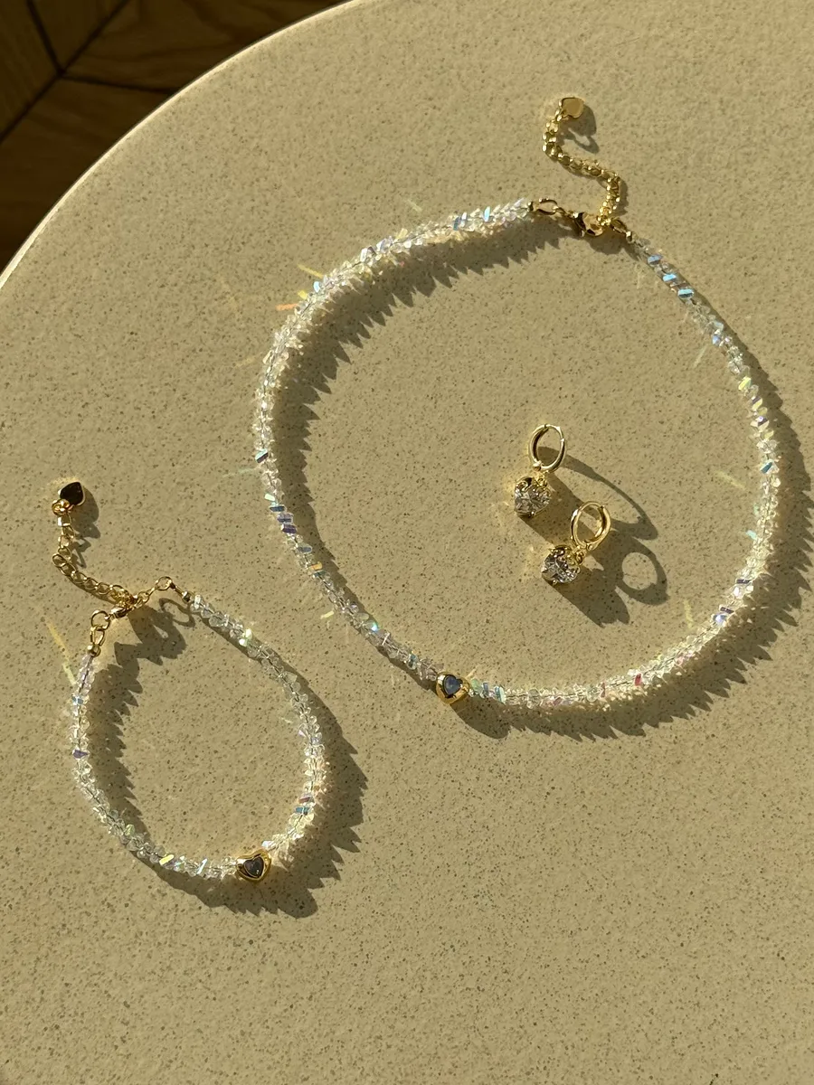 Сет "Shiny Chic" - Медсплав, Ювелірне скло - арт. LE-1768860200698 - Le'Perle - фото 1