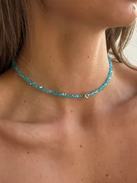 Сет "Blue Chic" - Медсплав, Ювелірне скло - арт. LE-1768850647258 - Le'Perle - мініатюра 2