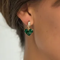 Сережки "Green Heart" - Медсплав, Ювелірне скло - арт. 4767264687 - Le'Perle - мініатюра 1