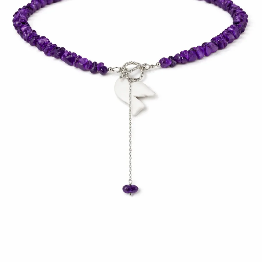 Кольє "Amethyst Горлиця" - Медсплав, Аметист Крихта, Полімерна глина - арт. 5397997527 - Le'Perle - фото 2