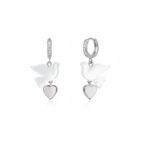 Сережки "Silver Heart Горлиця" - Медсплав, Полімерна глина - арт. 3783941051 - Le'Perle - мініатюра 1