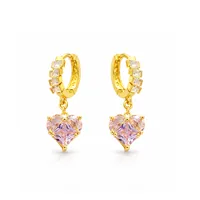 Сережки "Pink Vera" - Медсплав, Ювелірне скло - арт. 3442573187 - Le'Perle - мініатюра 1