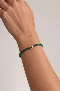 Браслет "Green Chic" - Медсплав, Ювелірне скло - арт. LE-1768674602502 - Le'Perle - мініатюра 2