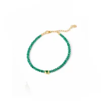 Браслет "Green Chic" - Медсплав, Ювелірне скло - арт. LE-1768674602502 - Le'Perle - мініатюра 1