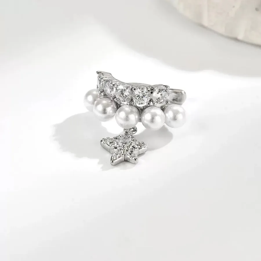 Кафф "Pearl Star" - Медсплав, Майорка, Циркон - арт. LE-1770307020380 - Le'Perle - фото 3