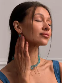 Сережки "Aqua Heart" - Медсплав, Фіаніт - арт. LE-1770714381357 - Le'Perle - мініатюра 2