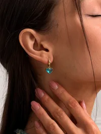 Сережки "Aqua Heart" - Медсплав, Фіаніт - арт. LE-1770714381357 - Le'Perle - мініатюра 1