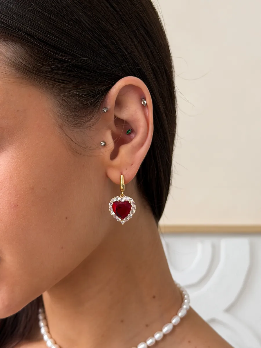 Сережки "Red Amazing" - Медсплав, Фіаніт, Циркон - арт. LE-1770722014430 - Le'Perle - фото 1