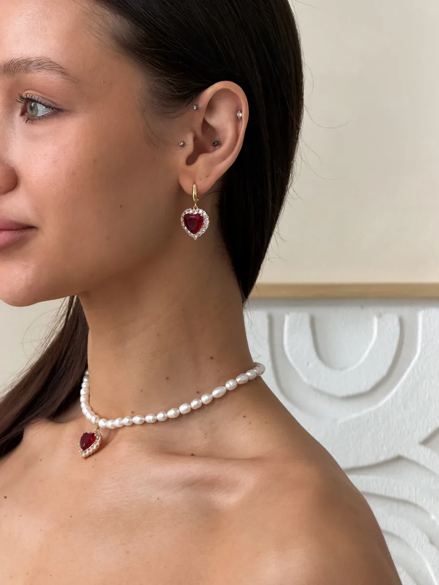 Сережки "Red Amazing" - Медсплав, Фіаніт, Циркон - арт. LE-1770722014430 - Le'Perle - фото 2