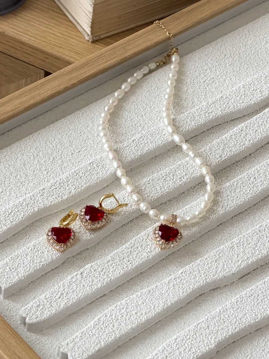 Сережки "Red Amazing" - Медсплав, Фіаніт, Циркон - арт. LE-1770722014430 - Le'Perle - фото 3