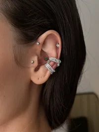 Кафф "Crystal" - Медсплав, Циркон - арт. LE-1770031360851 - Le'Perle - мініатюра 1