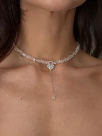 Кольє "Sparkle White" - Медсплав, Ювелірне скло - арт. 7934392361 - Le'Perle - мініатюра 1
