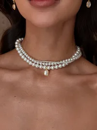 Кольє "Trio Pearls" - Медсплав, Майорка - арт. 8736336236 - Le'Perle - мініатюра 1