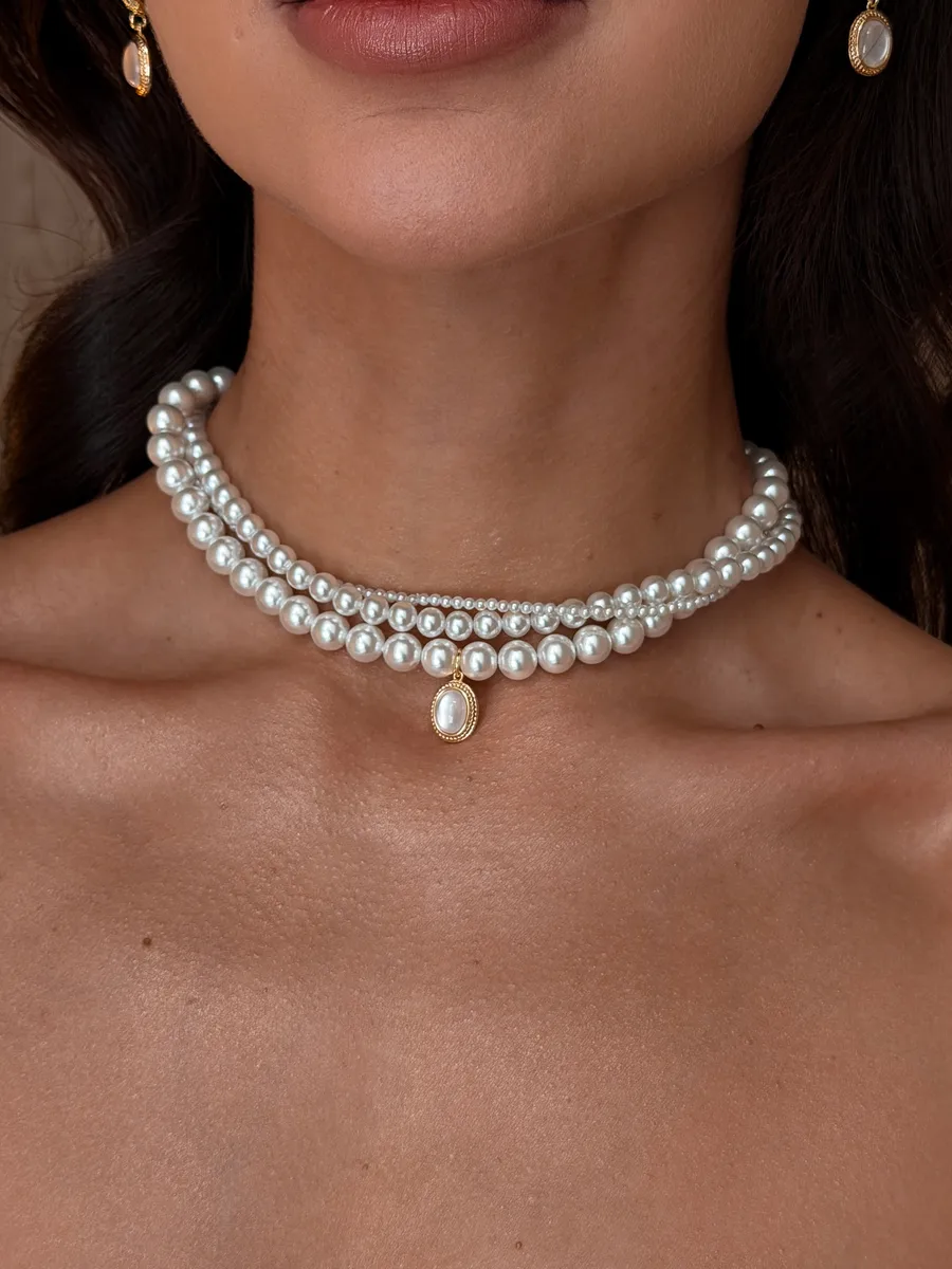 Кольє "Trio Pearls" - Медсплав, Майорка - арт. 8736336236 - Le'Perle - фото 1