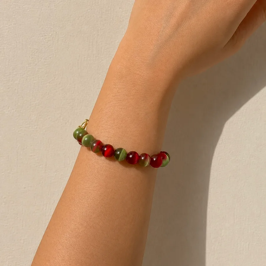Браслет "Strawberry"  - Медсплав, Котяче Око, Полімерна глина - арт. LE-1782644173026 - Le'Perle - фото 1