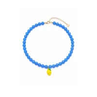 Кольє "Blue Lemon" - Медсплав, Котяче Око, Полімерна глина - арт. LE-1782642552919 - Le'Perle - мініатюра 2