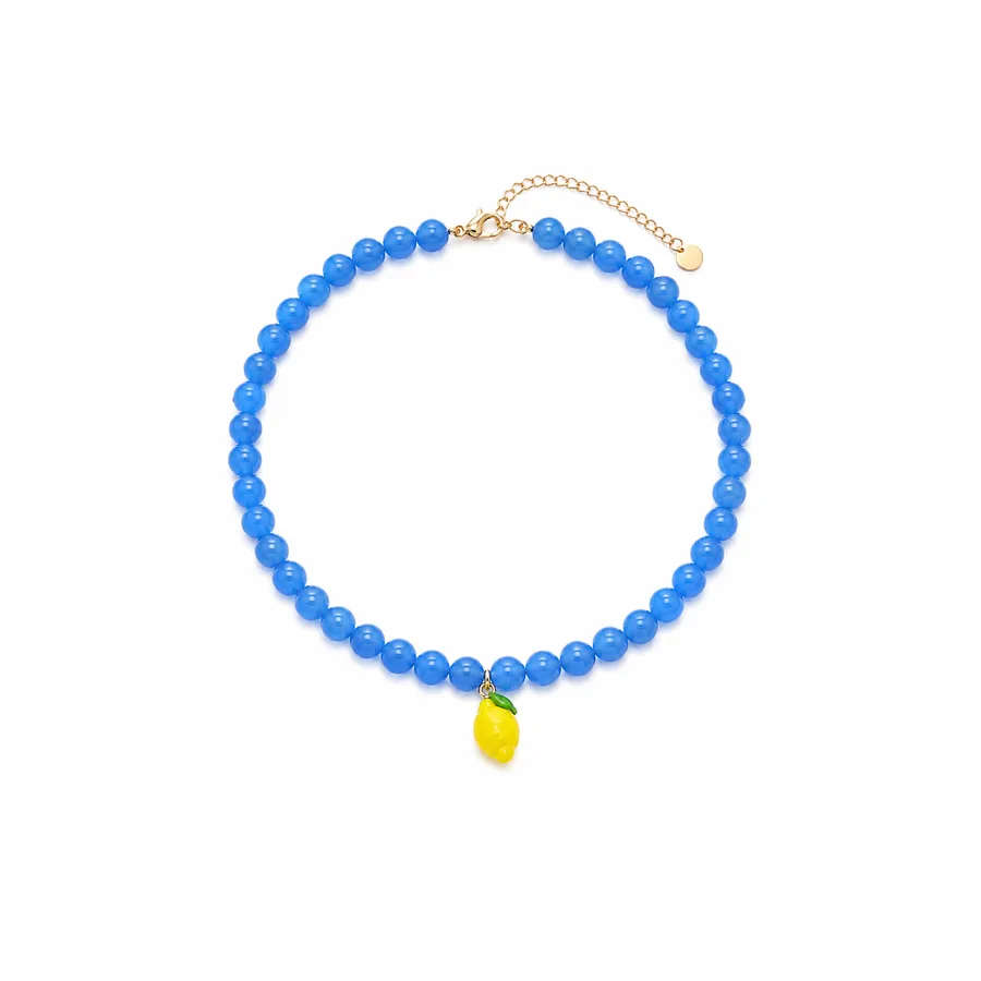 Кольє "Blue Lemon" - Медсплав, Котяче Око, Полімерна глина - арт. LE-1782642552919 - Le'Perle - фото 2