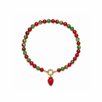 Кольє "Strawberry" - Медсплав, Котяче Око, Полімерна глина - арт. LE-1782642824485 - Le'Perle - мініатюра 2