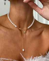 Кольє Star Lilly - Медсплав, Річкові Перлини - арт. LE-1782828325083 - Le'Perle - мініатюра 4