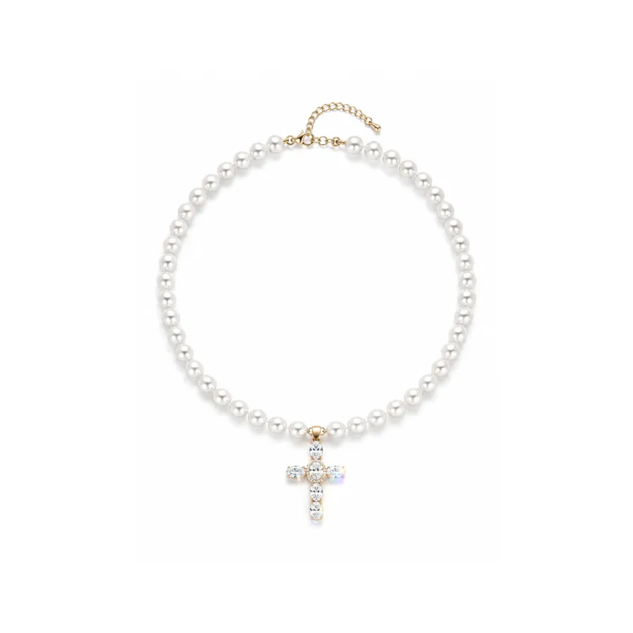 Кольє "Bright Cross" - Медсплав, Майорка, Циркон - арт. LE-1782895085057 - Le'Perle - фото 1