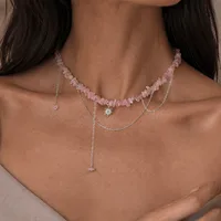 Кольє "Pinky Star" - Медсплав, Рожевий Кварц крихта - арт. 6681625903 - Le'Perle - мініатюра 1