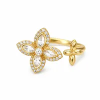 Каблучка Goldy Flower - Медсплав - арт. LE-1784123639929 - Le'Perle - мініатюра 1