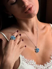 Кольє "Blue Jose" - Медсплав - арт. LE-1785435576542 - Le'Perle - мініатюра 2