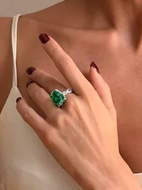 Каблучка "Green Shine" - Медсплав - арт. LE-1784737091634 - Le'Perle - мініатюра 4